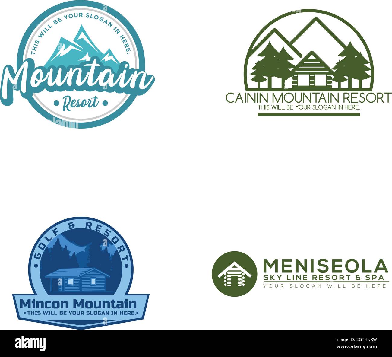 Cabin villa mountain adventure logo design  Stock Vector