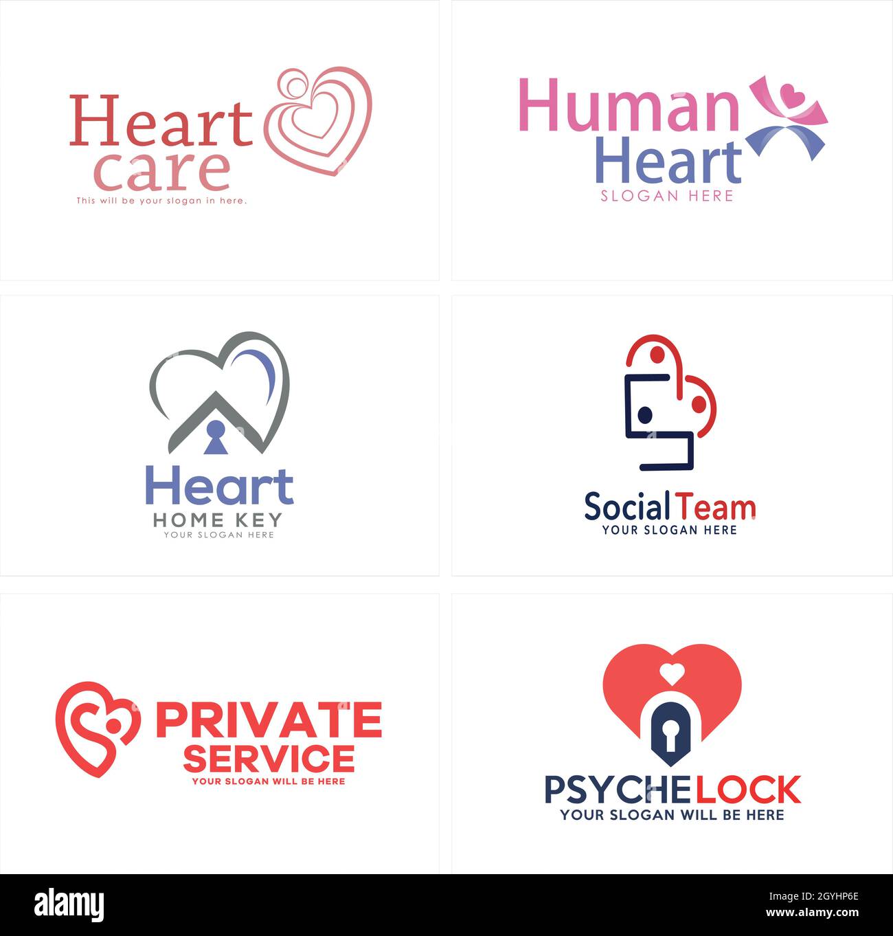 Set of foundation nonprofit care logo design Stock Vector