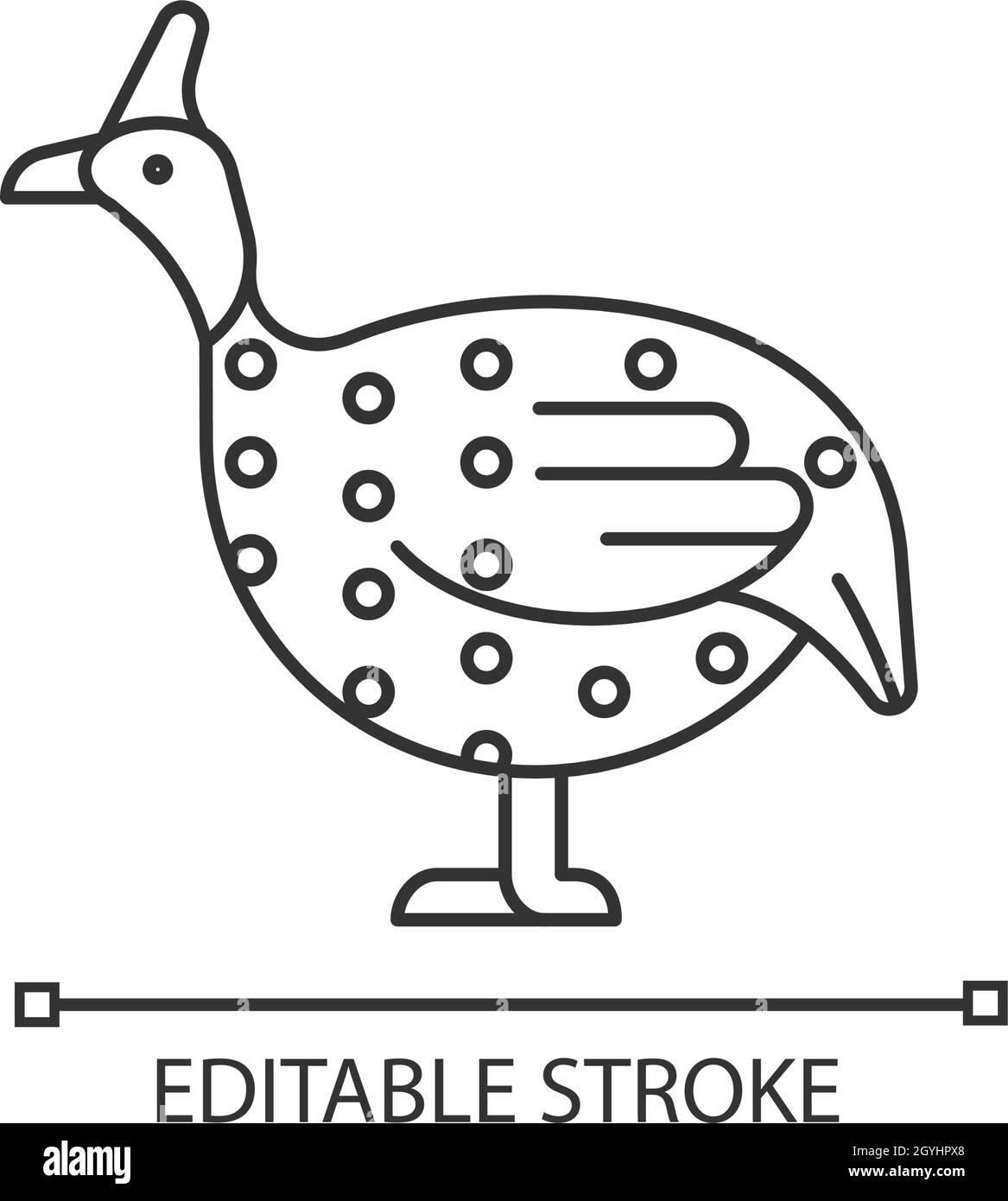 Guinea fowl linear icon Stock Vector
