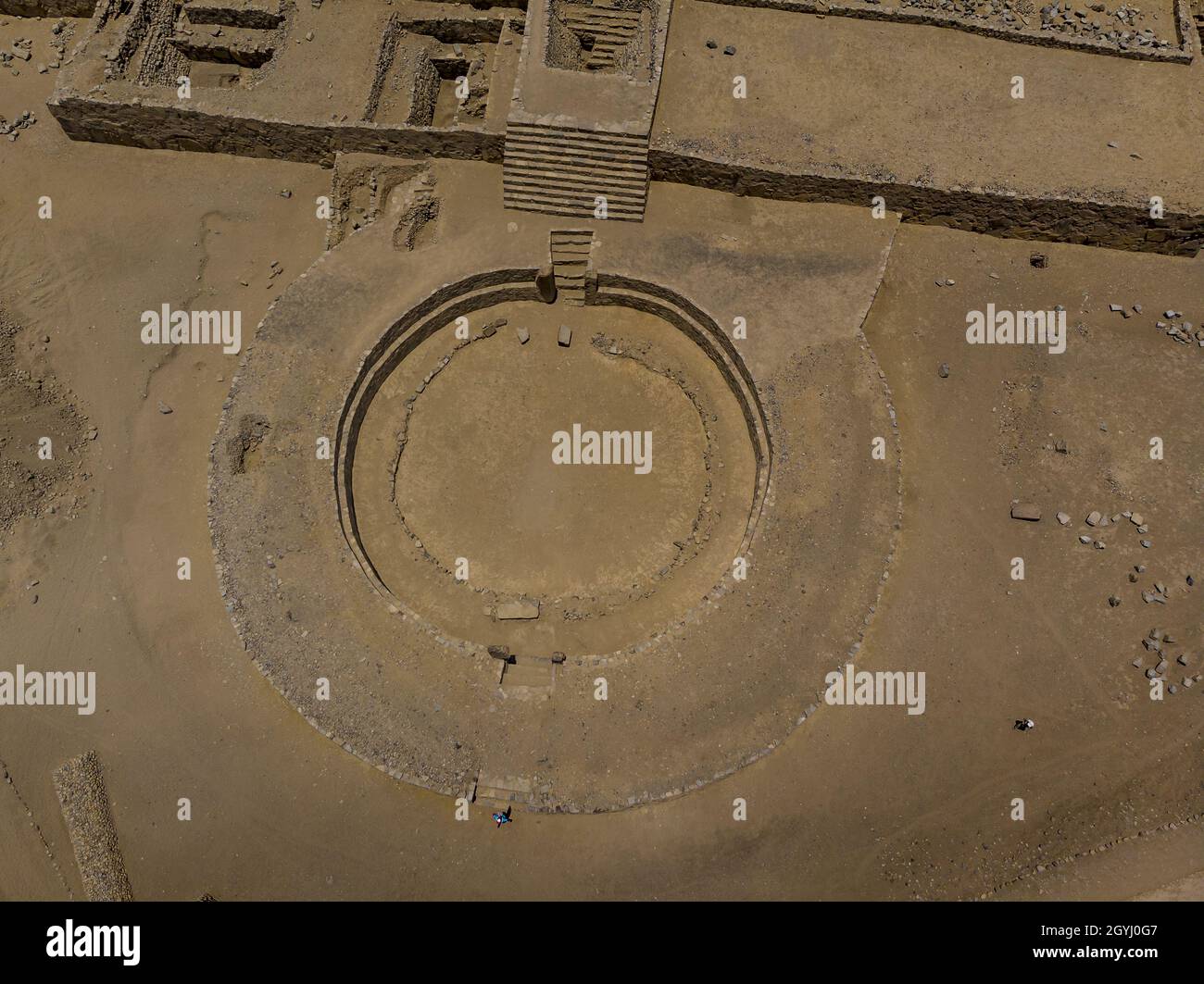 Aerial views of The Sacred City of Caral Stock Photo