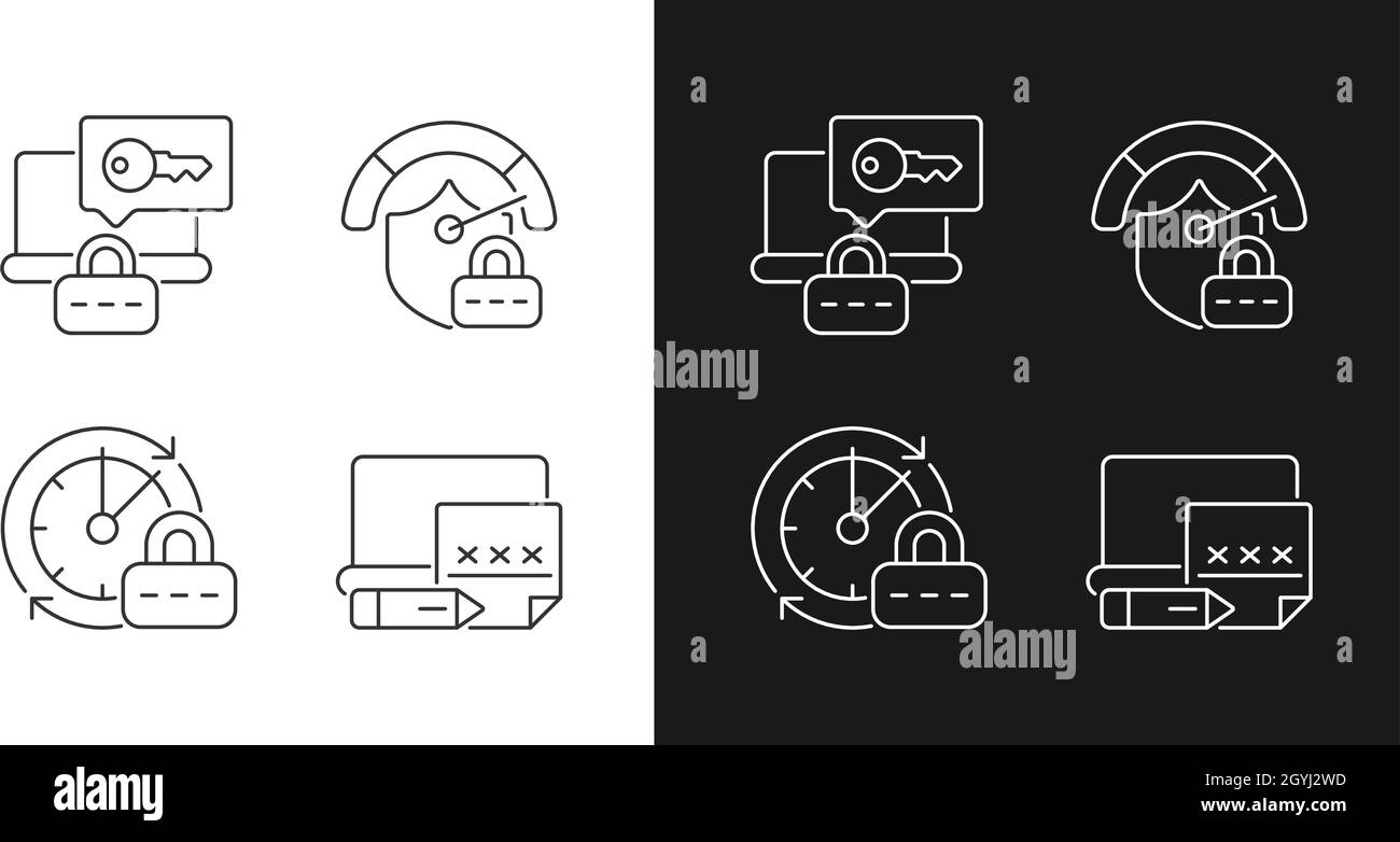 Laptop passwords linear icons set for dark and light mode Stock Vector ...