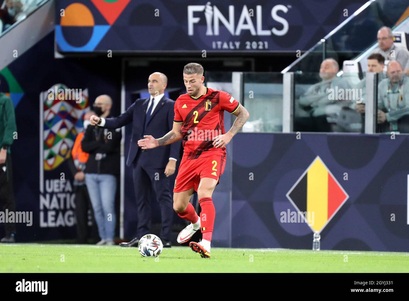 Toby Alderweireld of Belgium  controls the ball during the Uefa Nations League semi-final  match between Belgium and France at Juventus Stadium on October 7, 2021 in Turin, Italy . Stock Photo