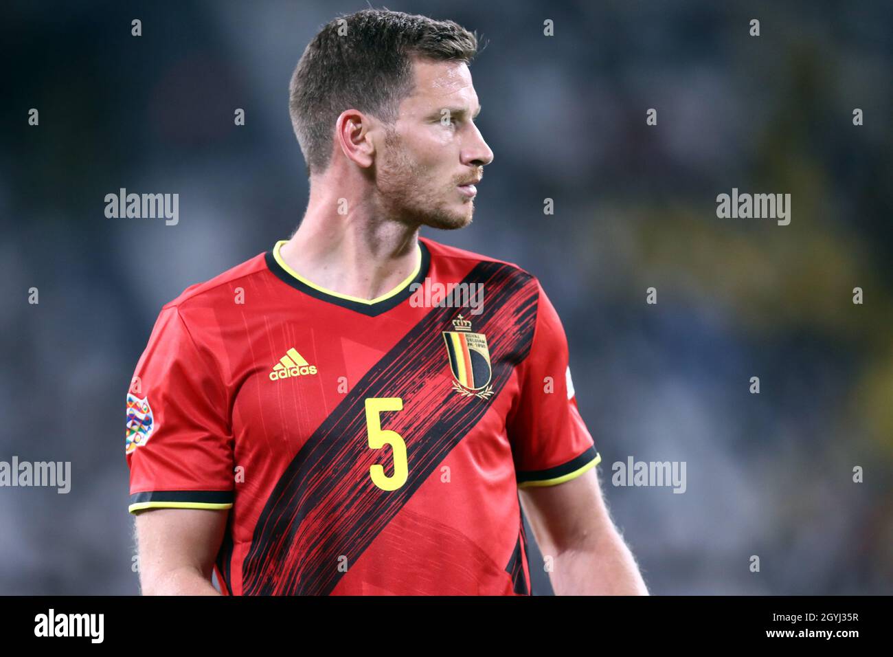 Jan Vertonghen of Belgium  looks on during the Uefa Nations League semi-final  match between Belgium and France at Juventus Stadium on October 7, 2021 in Turin, Italy . Stock Photo