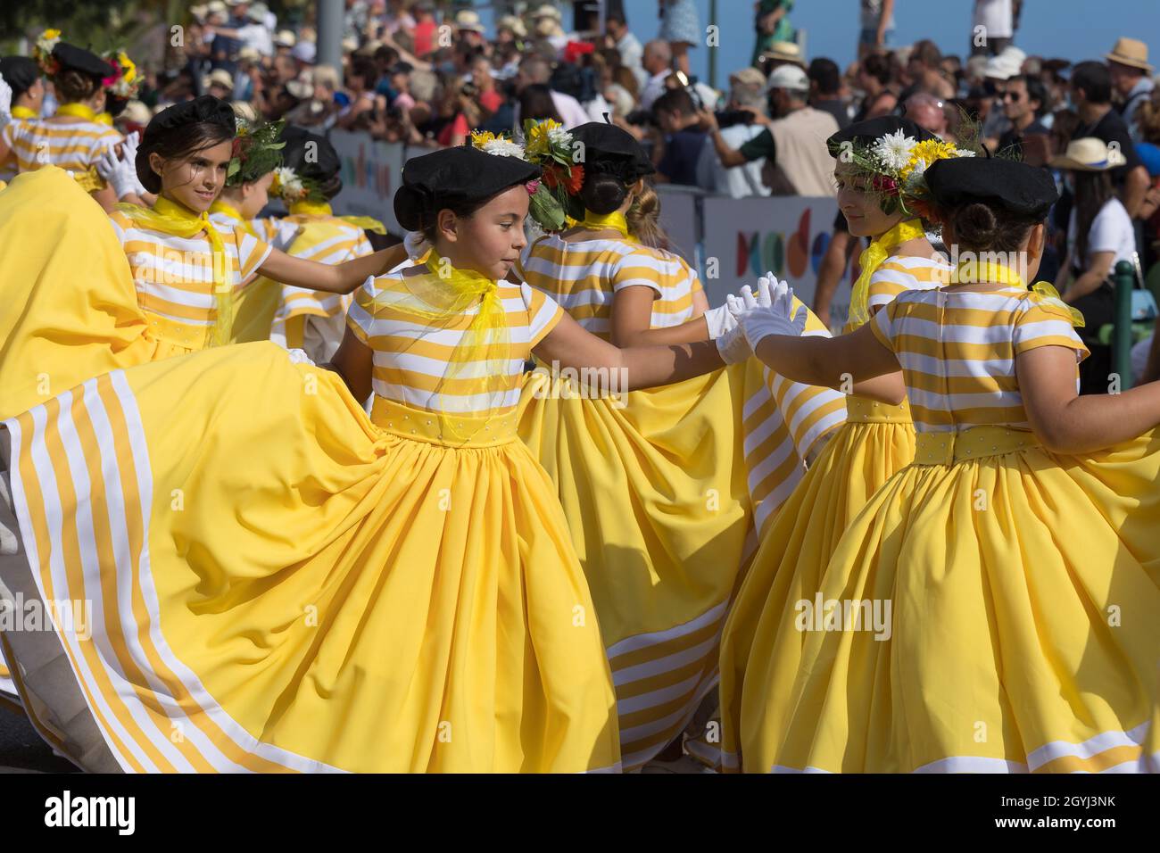 Parade of Madeira Flower Festival, know as Festa da flor, in Funchal city, Madeira Island, Portugal, October 2021 Stock Photo