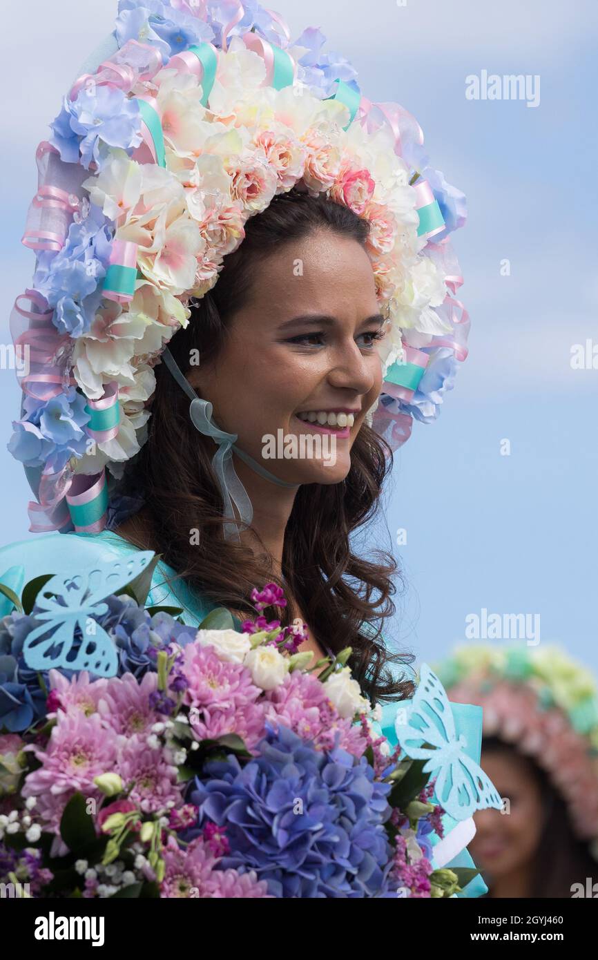 Parade of Madeira Flower Festival, know as Festa da flor, in Funchal city, Madeira Island, Portugal, October 2021 Stock Photo