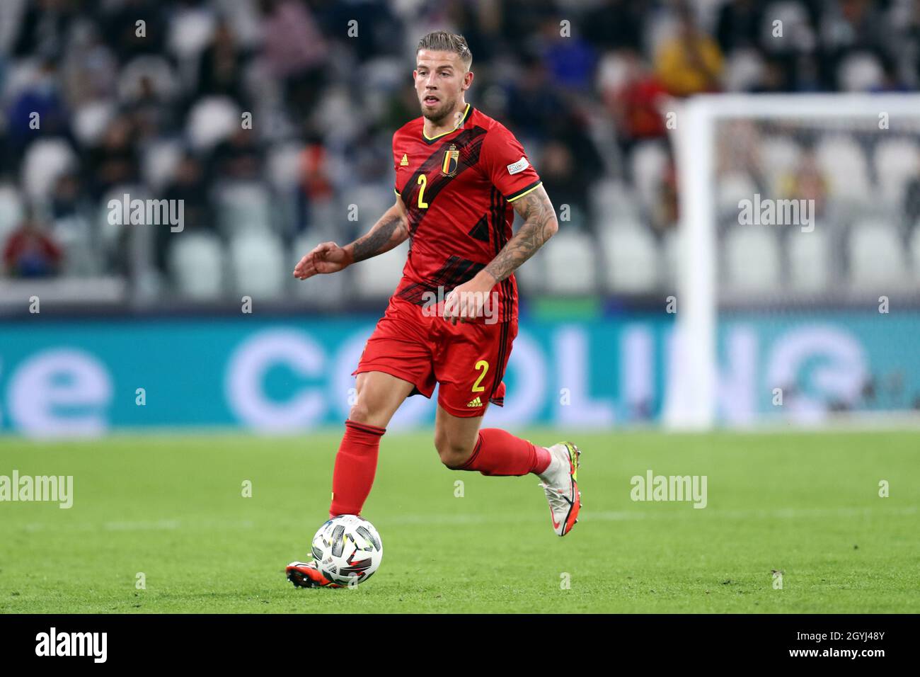 Toby Alderweireld of Belgium  controls the ball during the Uefa Nations League semi-final  match between Belgium and France at Juventus Stadium on October 7, 2021 in Turin, Italy . Stock Photo