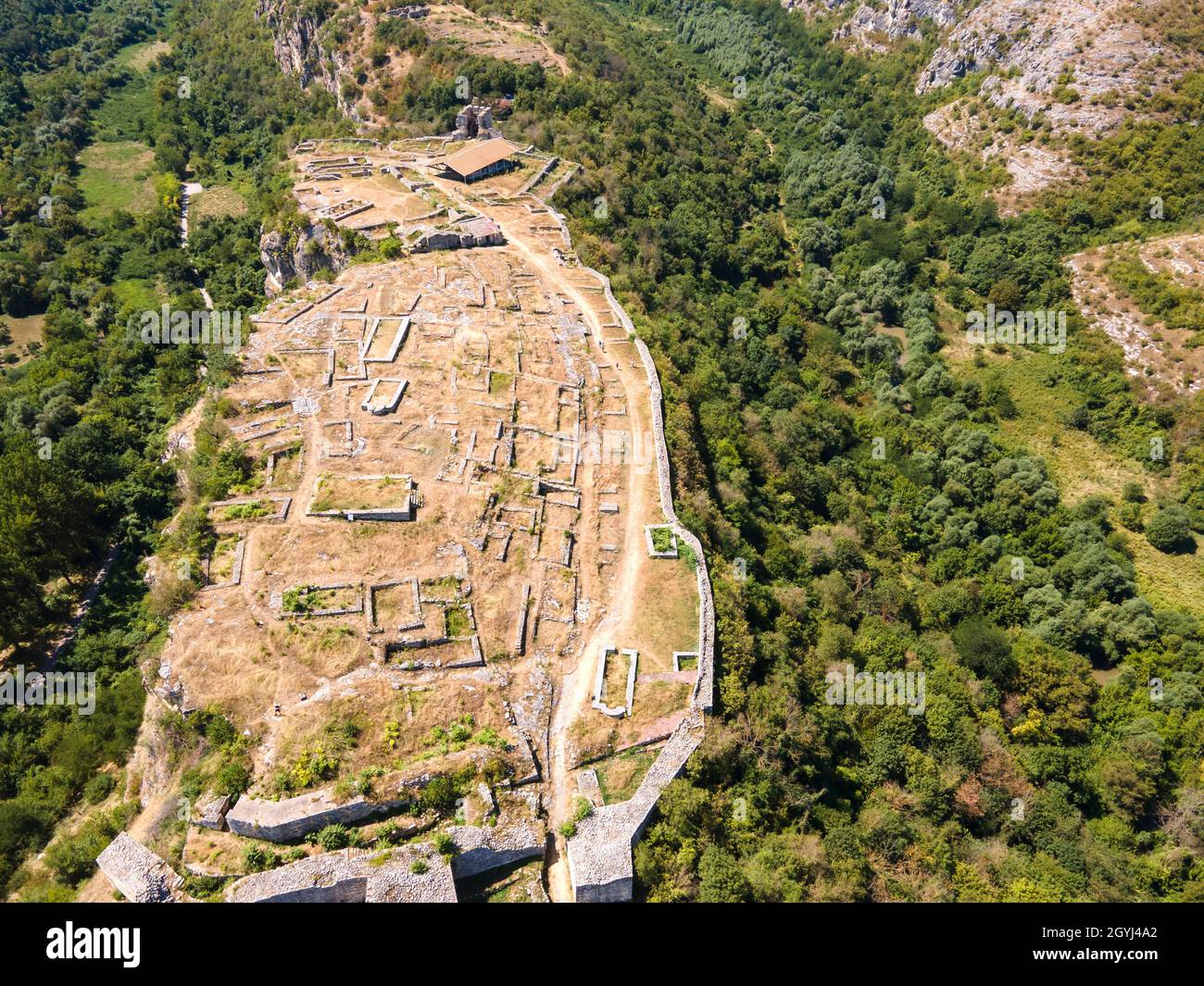 Aerial View Of Ruins Of Medieval Fortificated City Of Cherven From Period Of Second Bulgarian Empire Ruse Region Bulgaria Stock Photo Alamy