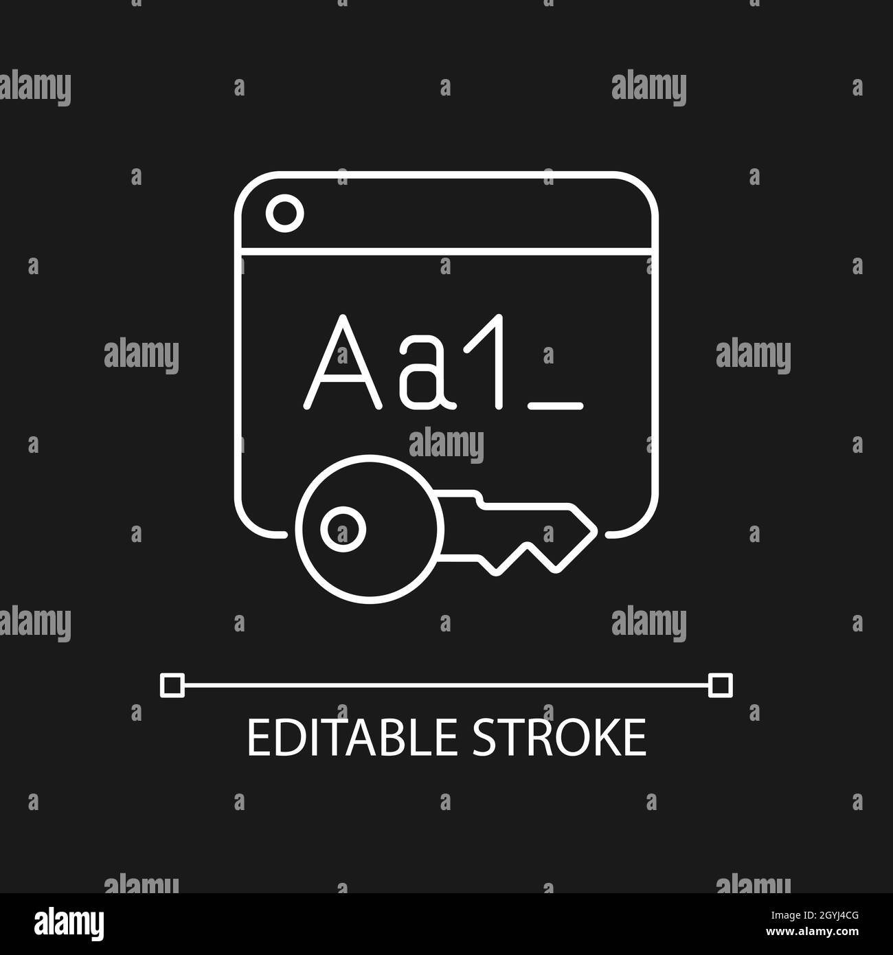 Letter and number password white linear icon for dark theme Stock