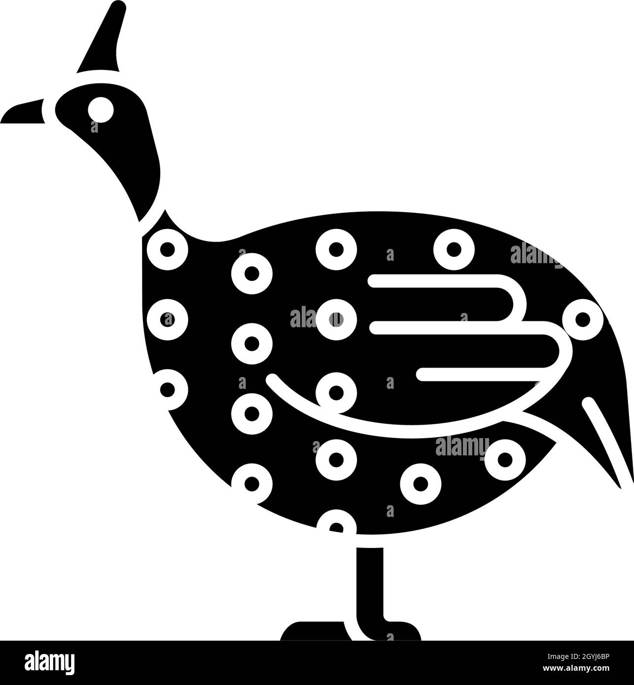 Guinea fowl black glyph icon Stock Vector