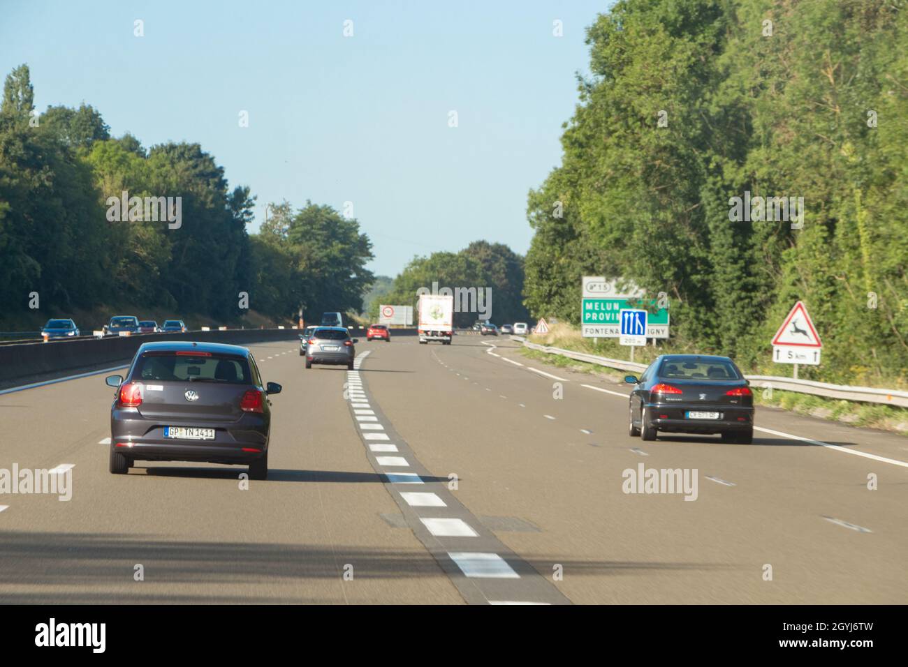 Melun – France, August 19, 2019 : Cars on the highway Stock Photo