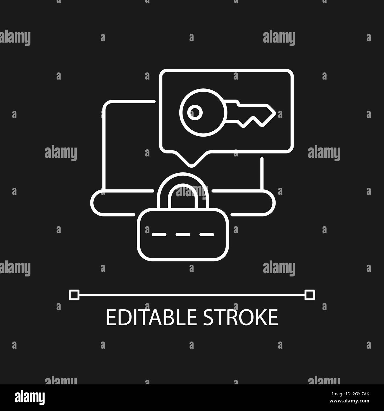 Laptop password requirement white linear icon for dark theme Stock ...