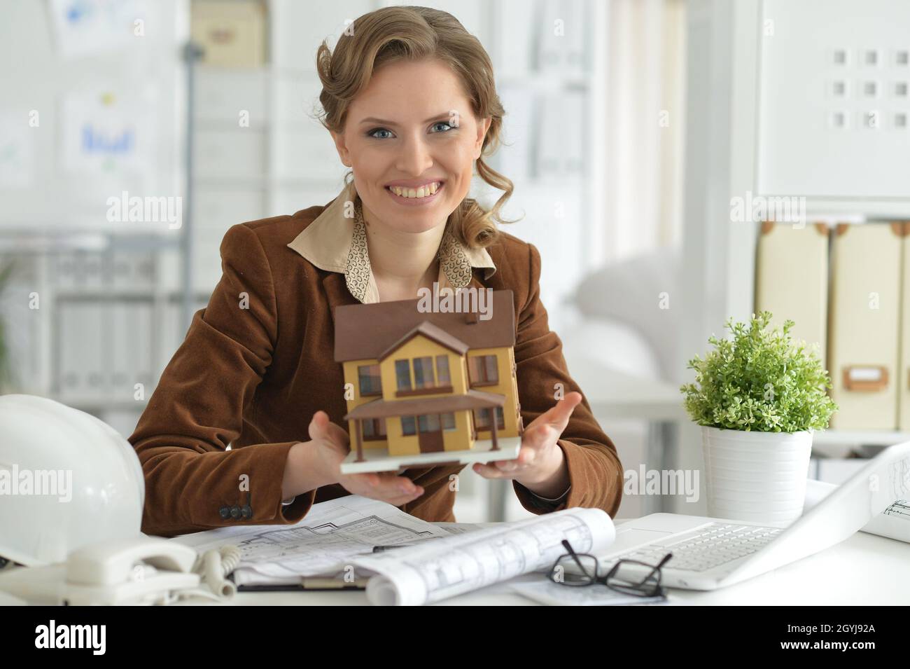 Woman architect in offive Stock Photo