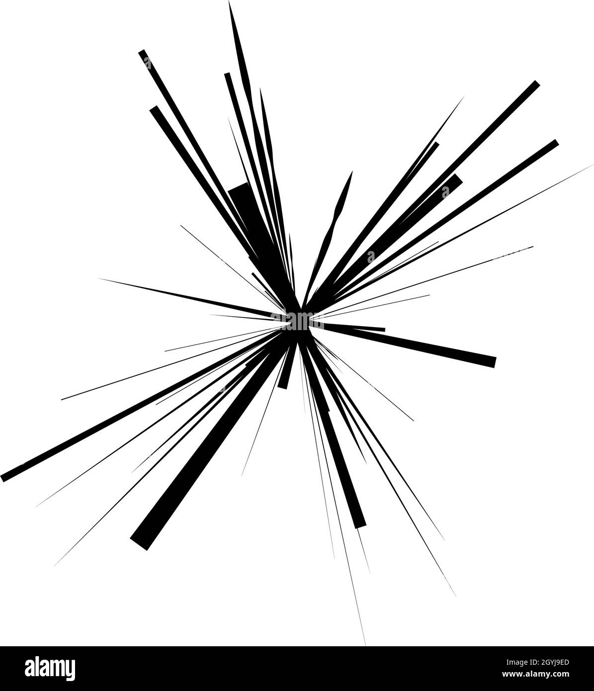 Radial, radiating lines, stripes abstract circular element. Rays, beams ...