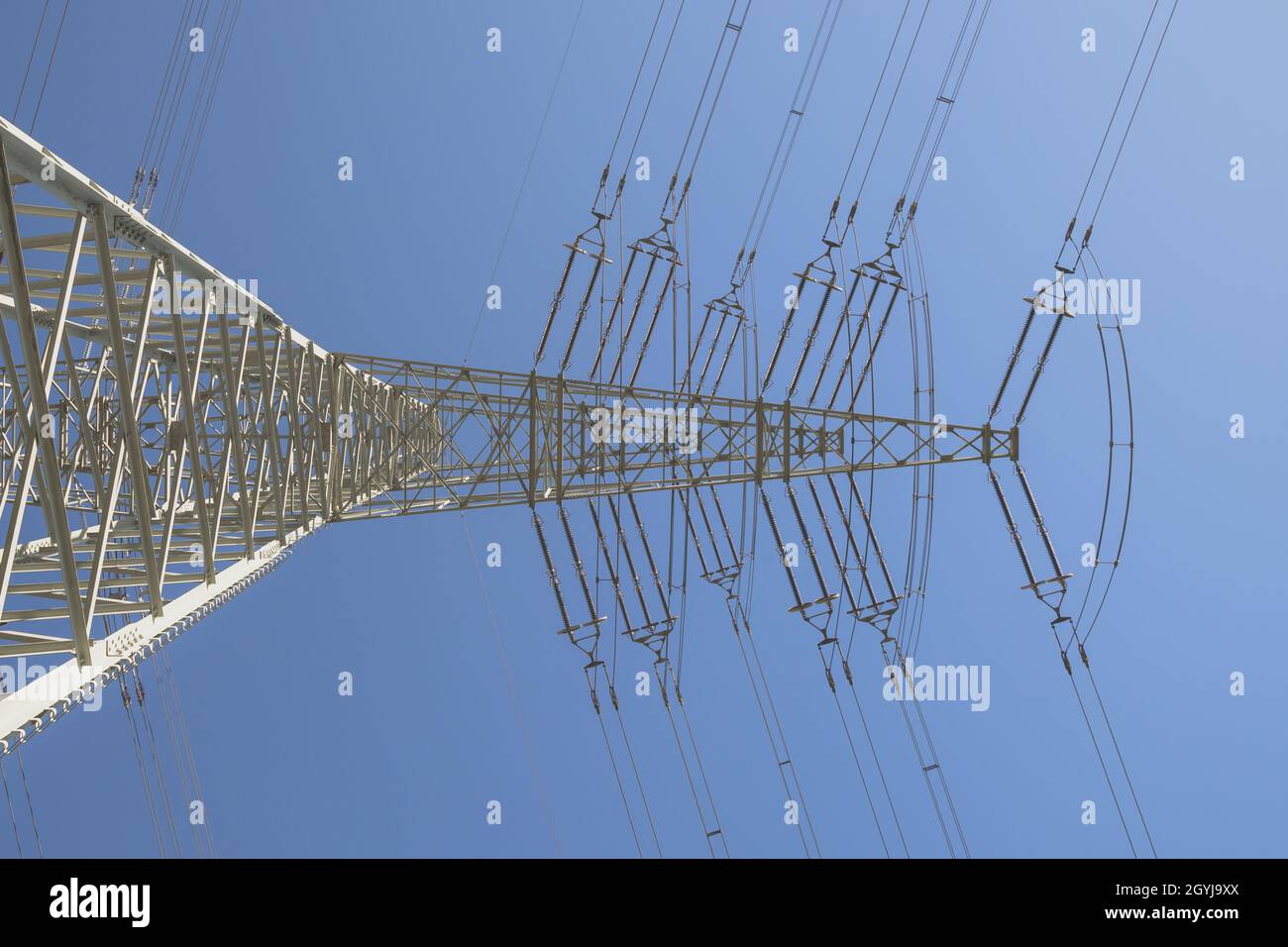 Low angle shot of a transmission tower Stock Photo - Alamy