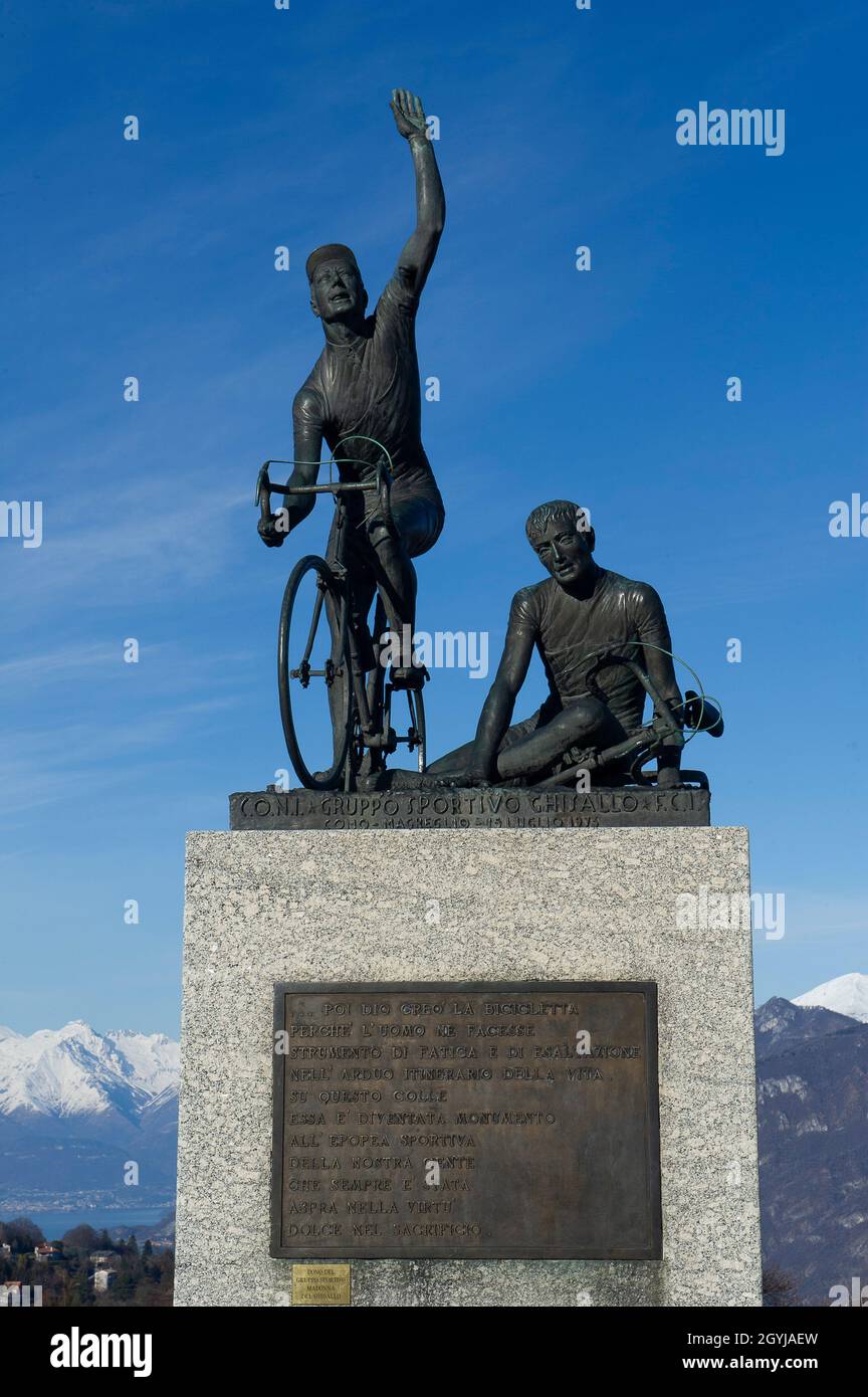 Europe, Italy, Lombardy, Province of Como, Magreglio, Sanctuary of the Madonna del Ghisallo, patron saint of cyclists. The church collects memorabilia Stock Photo