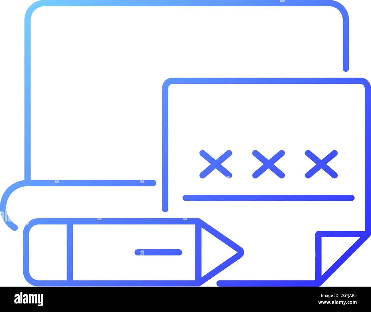 Using memo to remember password gradient linear vector icon Stock Vector