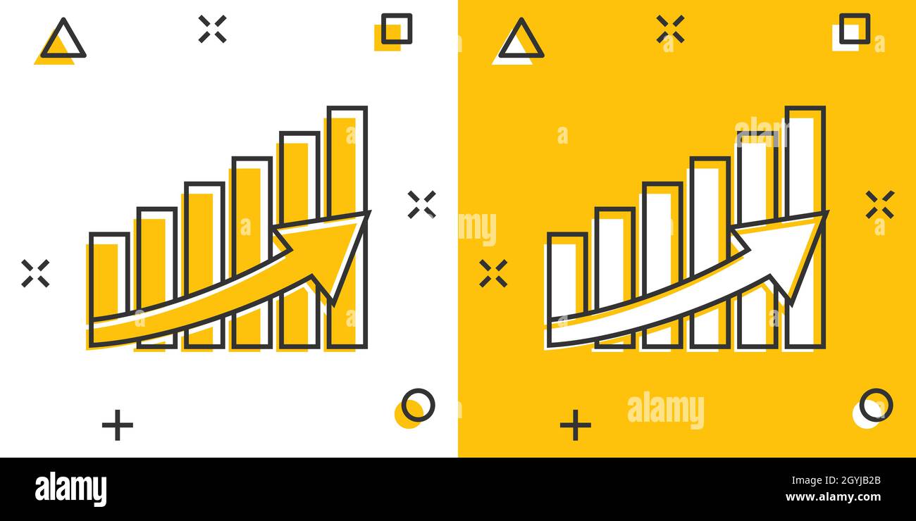 Growth arrow icon in comic style. Revenue cartoon vector illustration ...