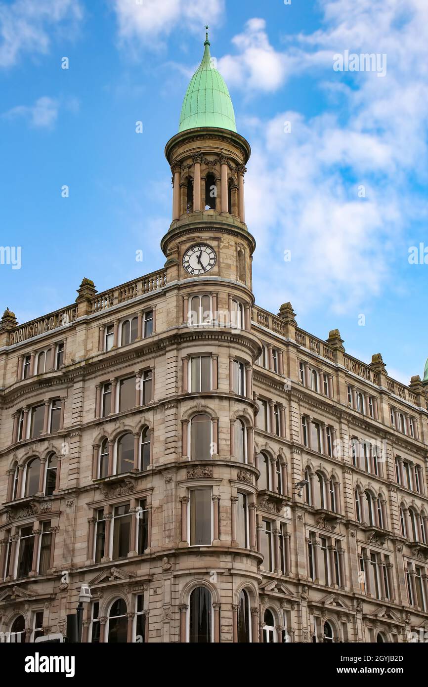 Historic Robinson and Cleaver building belfast, located at the corner of Donegall Place and Donegall Square North, Belfast, Northern Ireland. Stock Photo