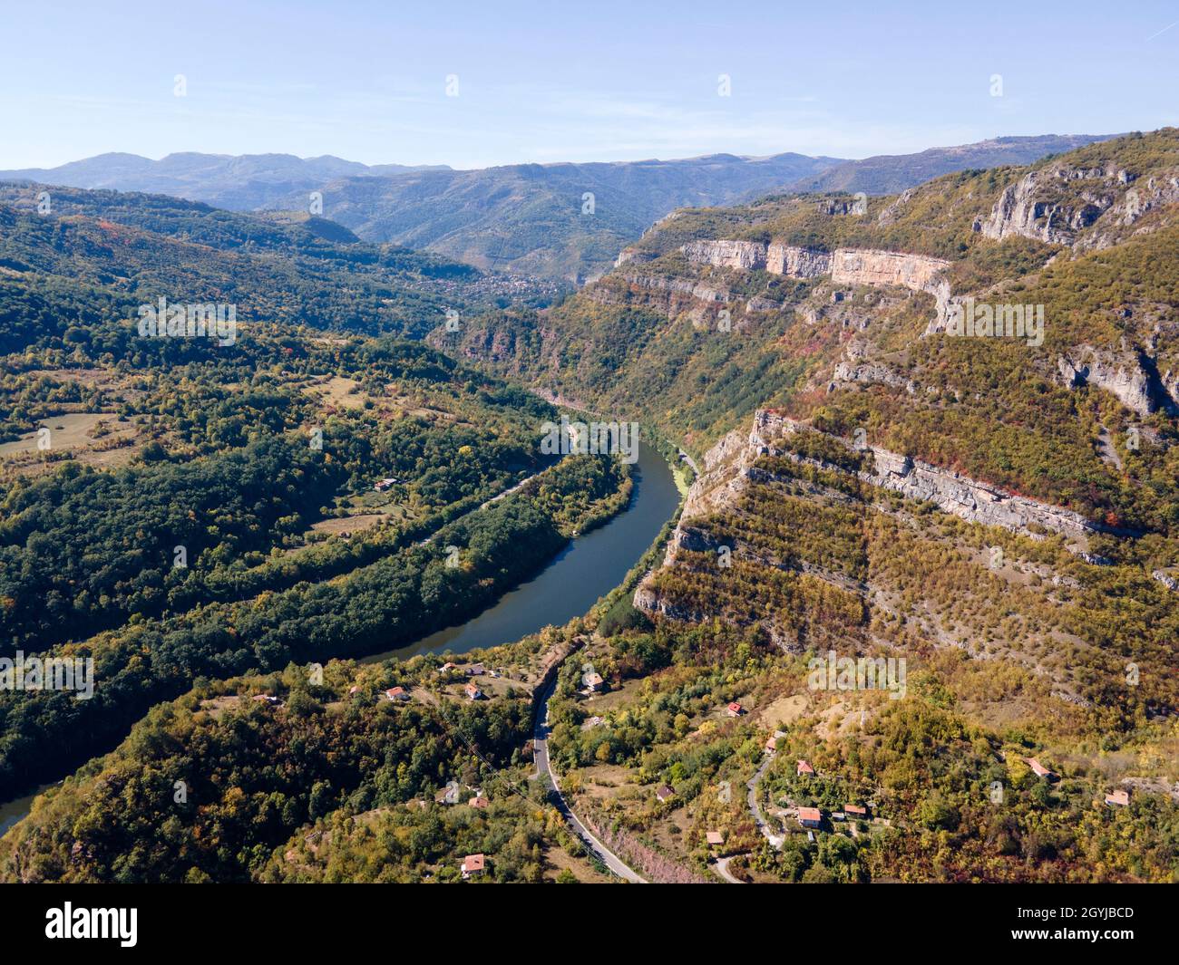 Aerial view of Iskar river Gorge, Balkan Mountains, Sofia Region ...