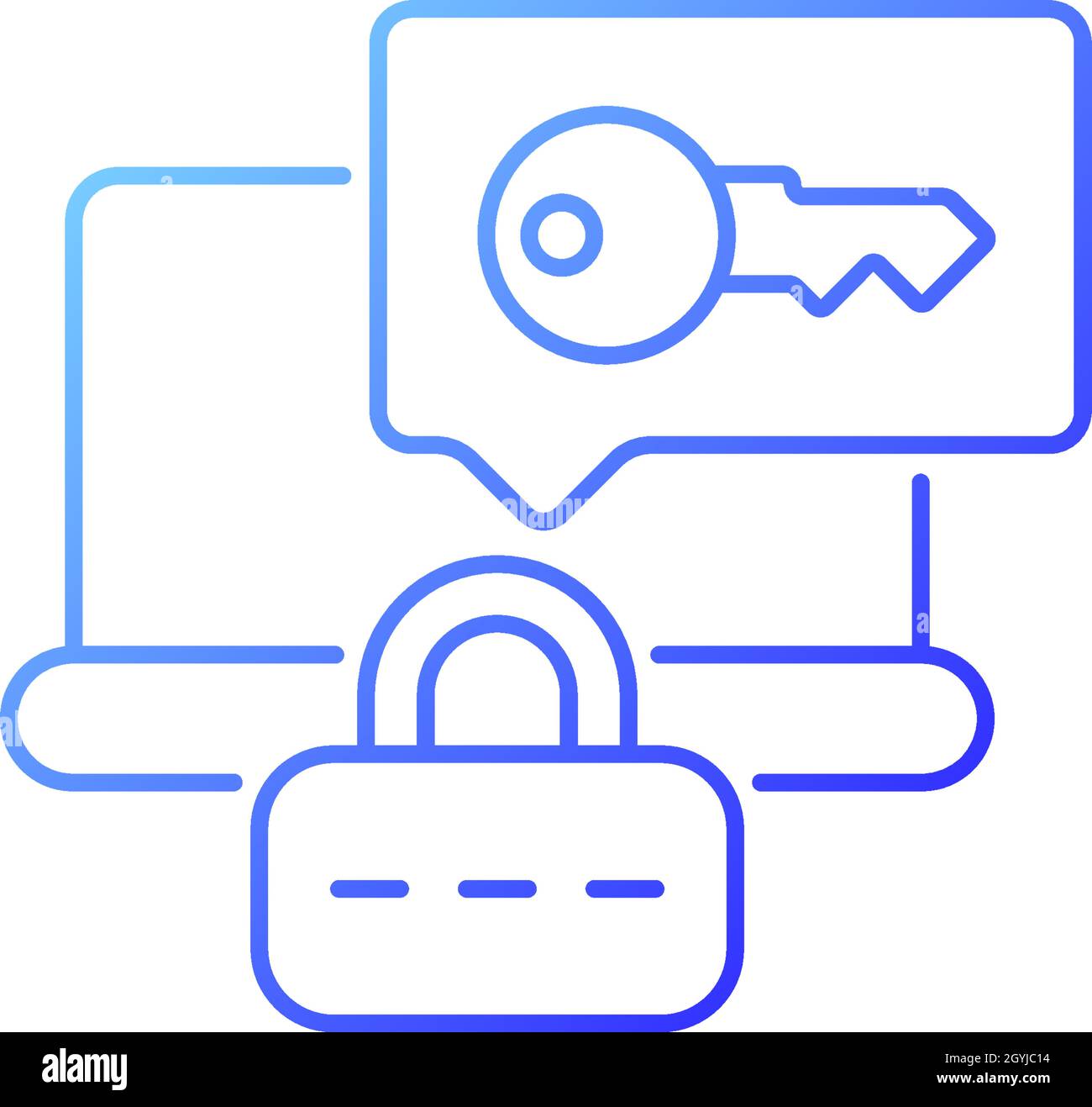 Laptop password requirement gradient linear vector icon Stock Vector