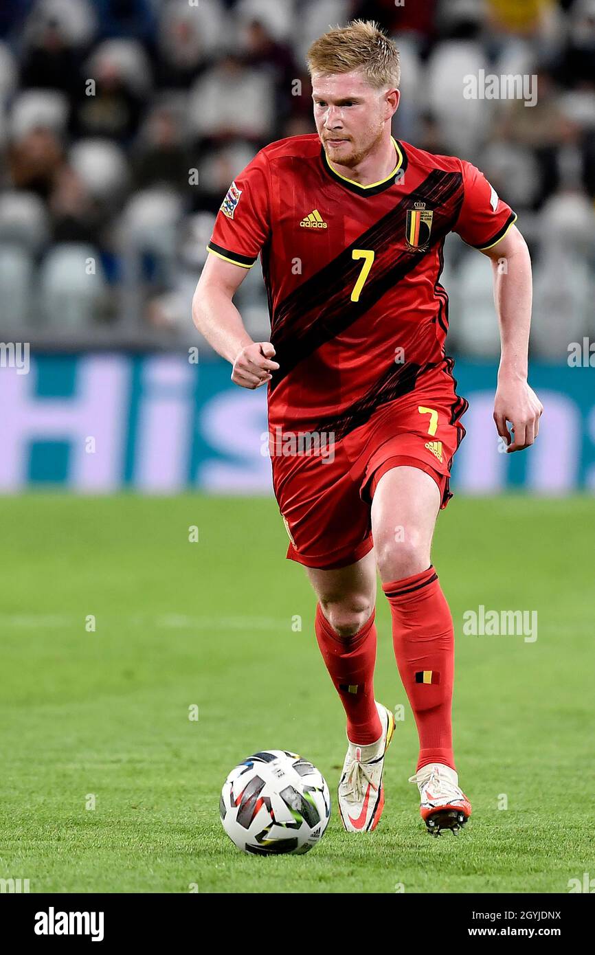 Kevin De Bruyne of Belgium in action during the Uefa Nations League  semi-final football match between Belgium and France at Juventus stadium in  Torino (Italy), October 7th, 2021. Photo Andrea Staccioli /