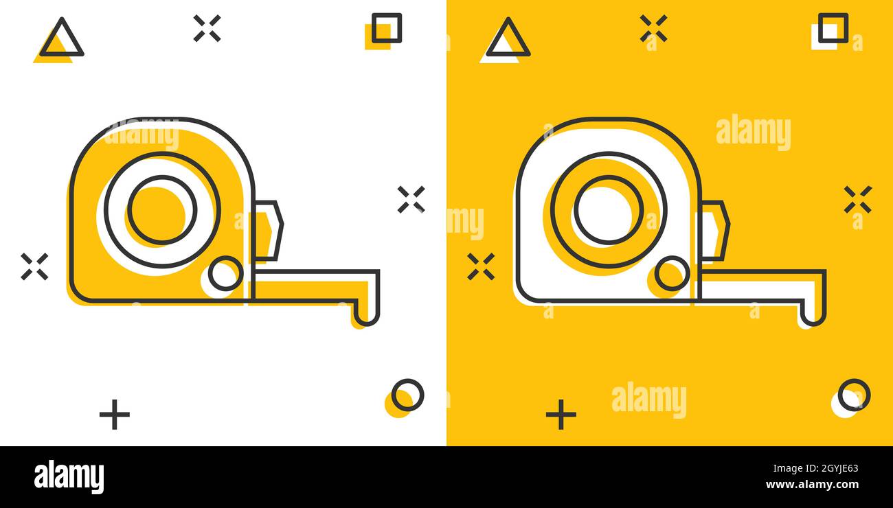 Measure tape icon in comic style. Ruler cartoon sign vector ...
