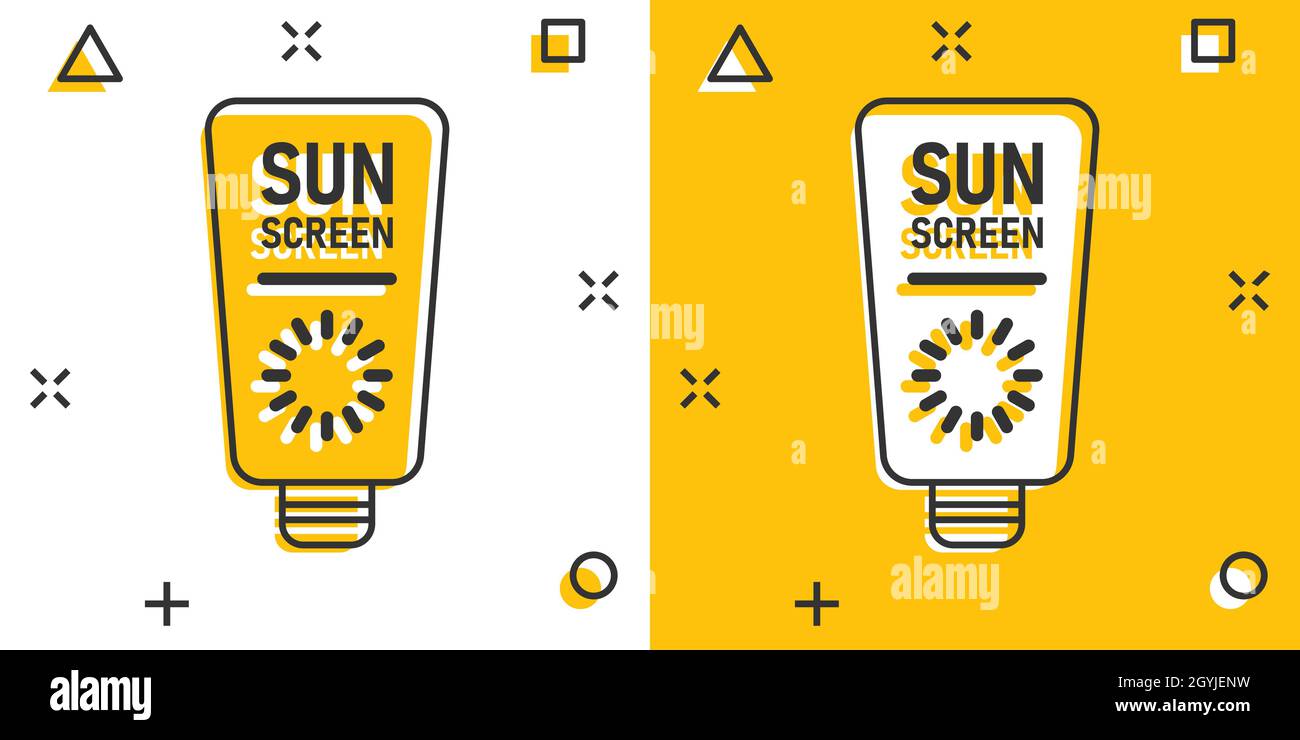 Sun Protection Icon In Comic Style Sunblock Cream Cartoon Vector Illustration On White Isolated 6627