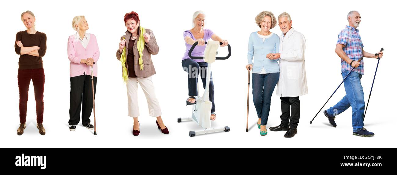 Different people active in old age as a concept for health and seniors Stock Photo