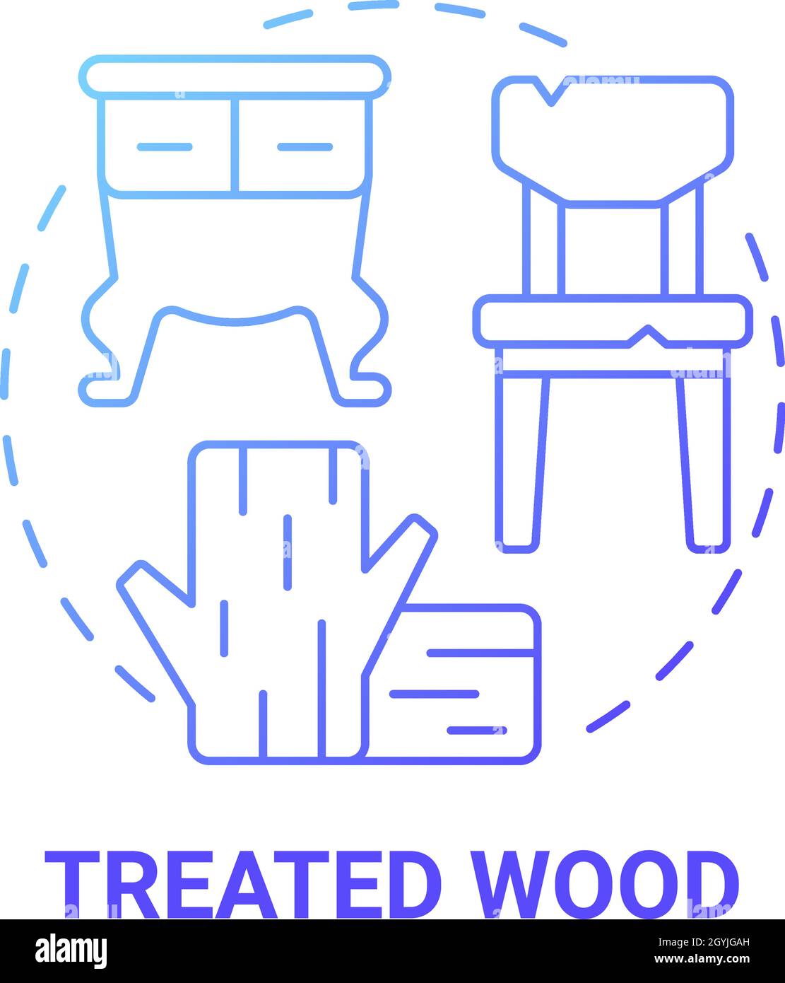 Treated wood blue gradient concept icon Stock Vector