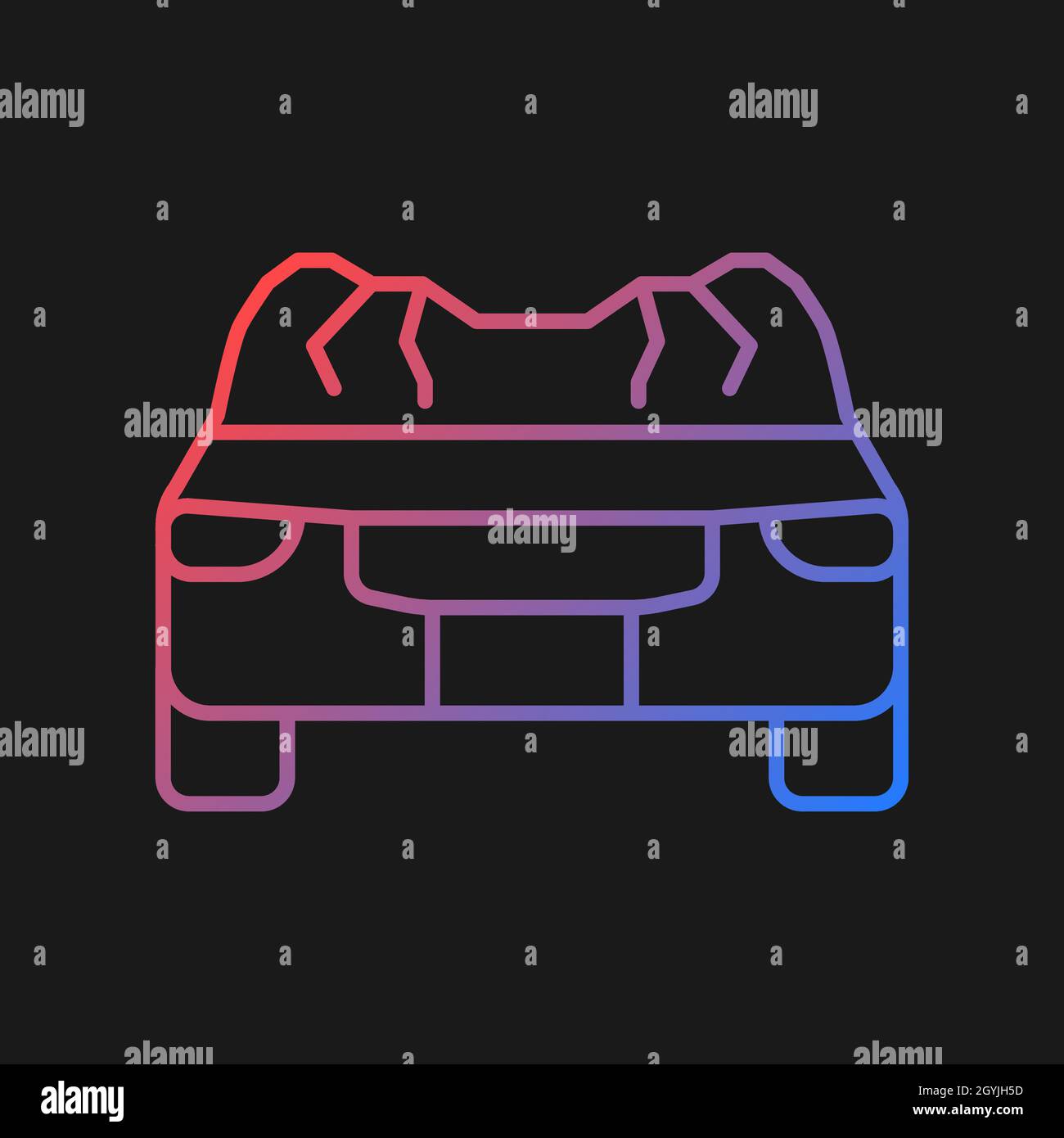 Car roof damage gradient vector icon for dark theme Stock Vector