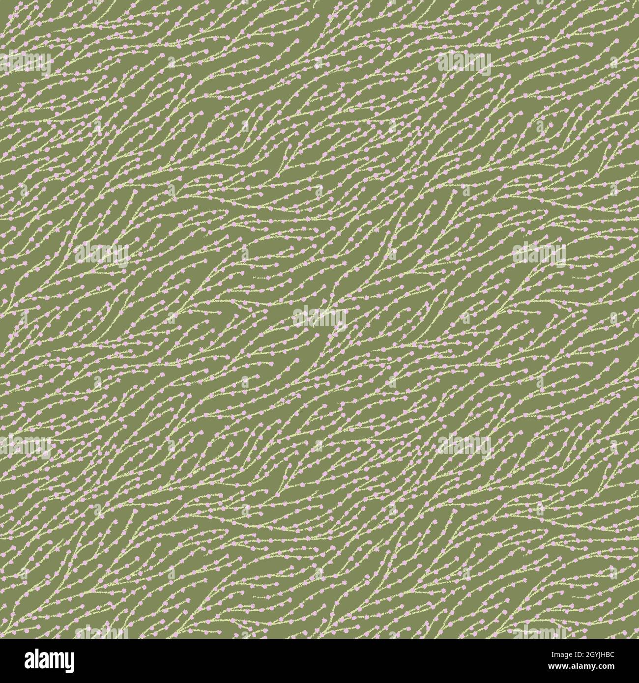 seamless pattern with hand drawn branches and pink flowers. Stock Vector