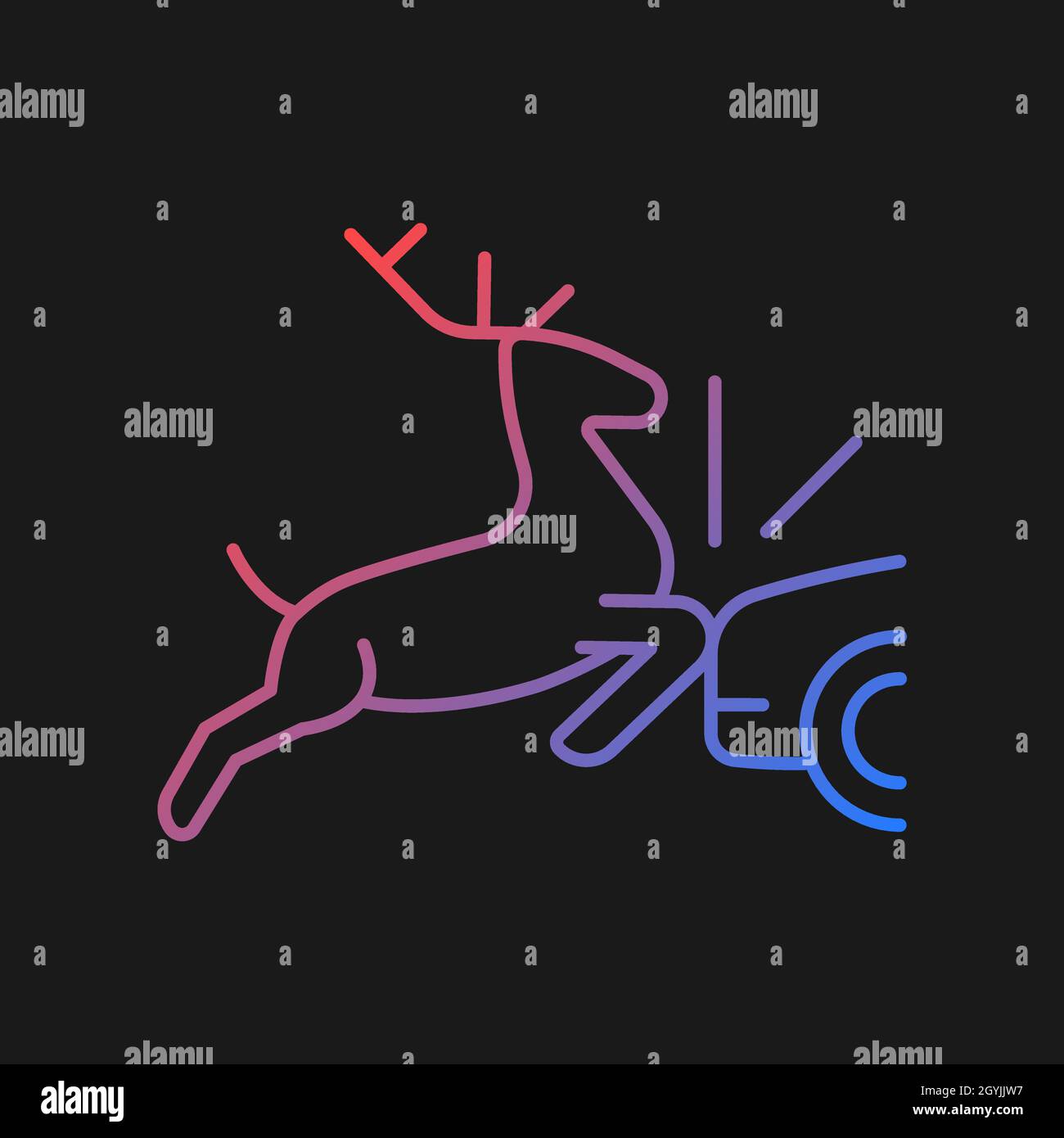 Collision with animals gradient vector icon for dark theme Stock Vector