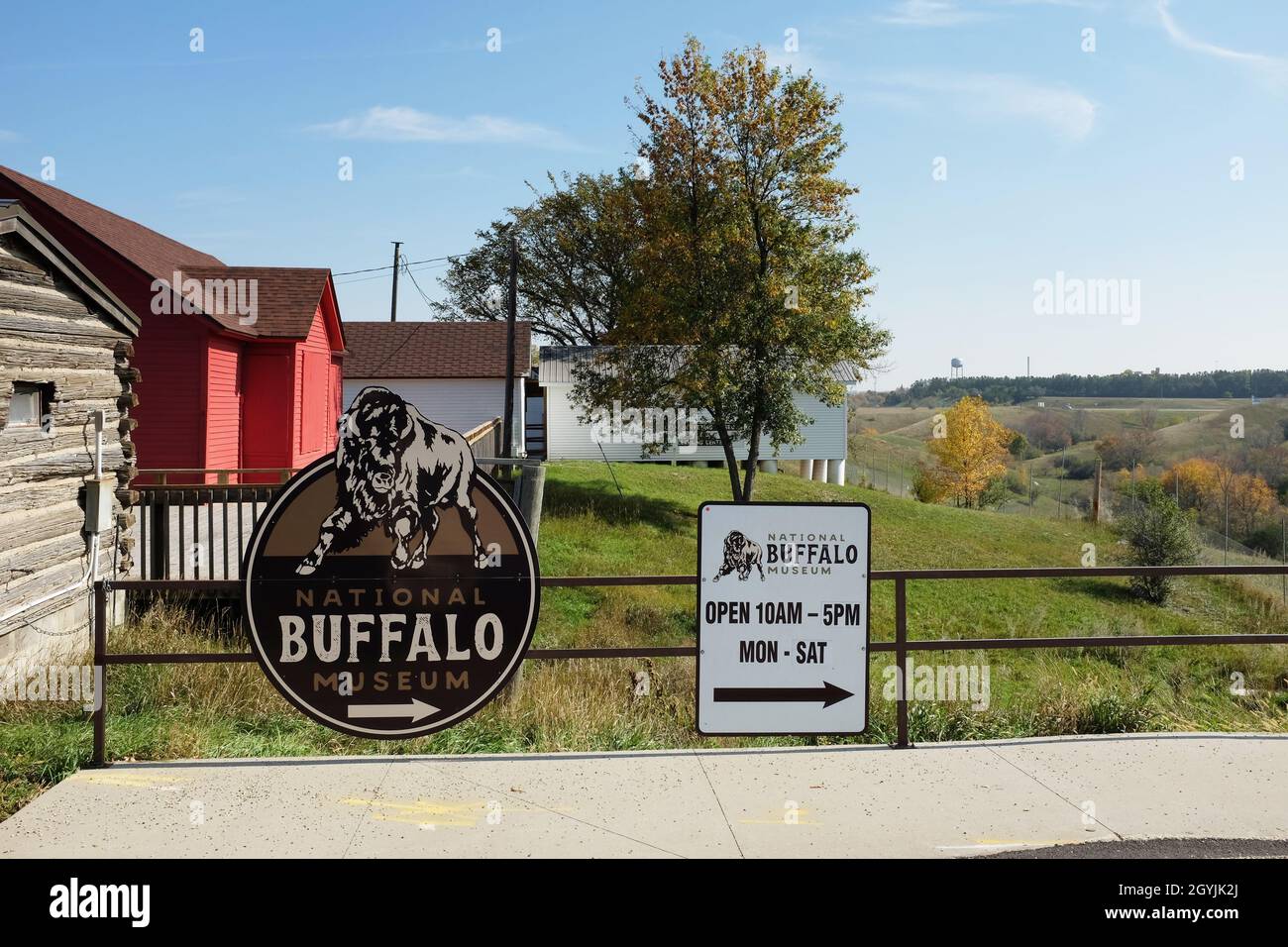 JAMESTOWN, NORTH DAKOTA 3 OCT 2021 Sign for the National Buffalo