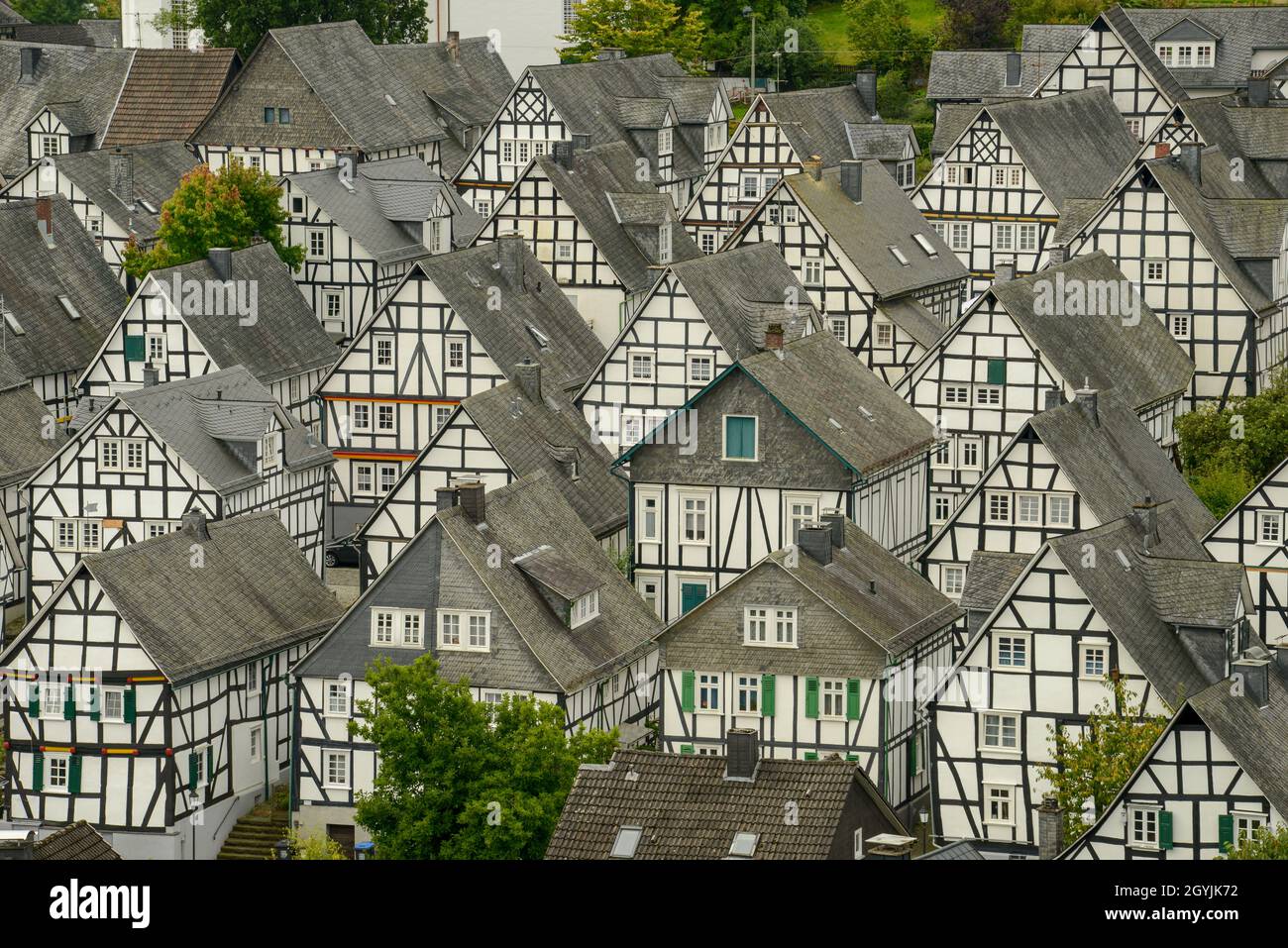 Drone view at the tranditional village of Freudenburg on Germany Stock Photo