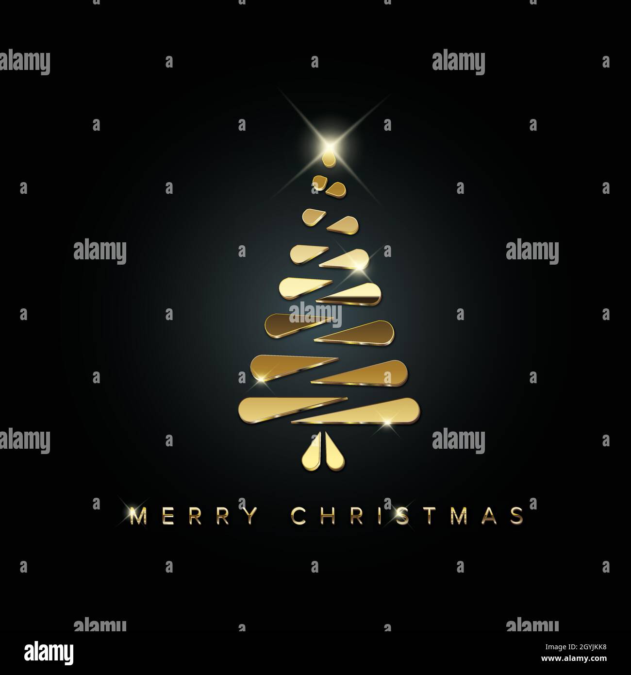 Simple vector christmas card with abstract golden christmas tree made ...