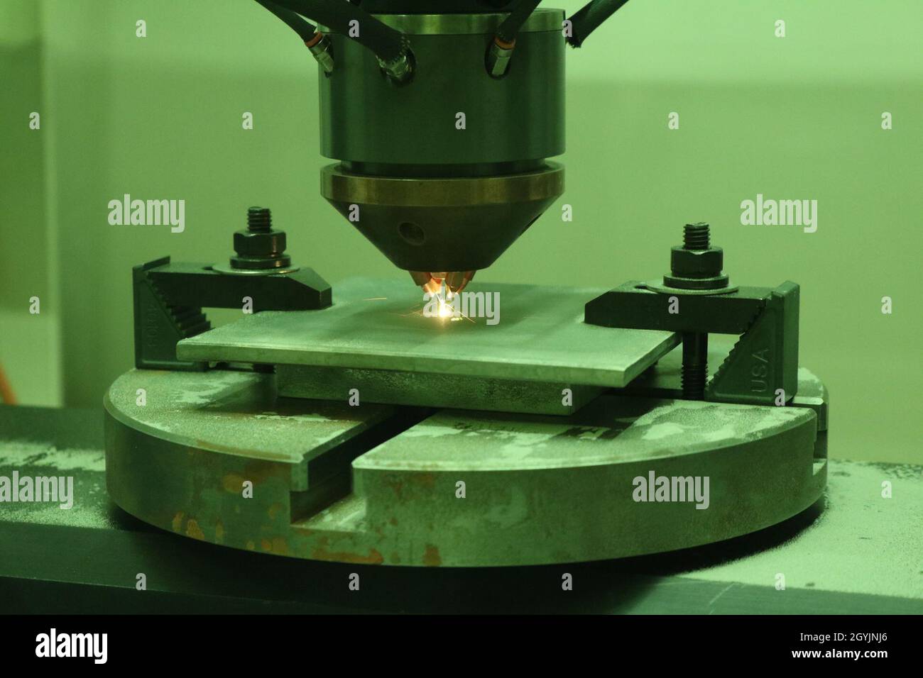 NAWCAD Lakehurst engineers conduct bead on plate trials on the Optomec