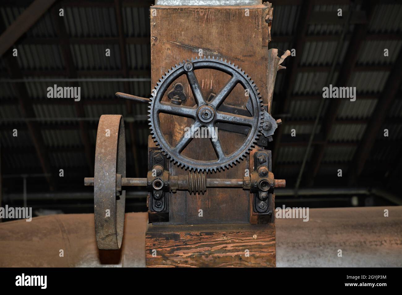 The engine, belts, pulleys, gears and equipment to operate a pre World