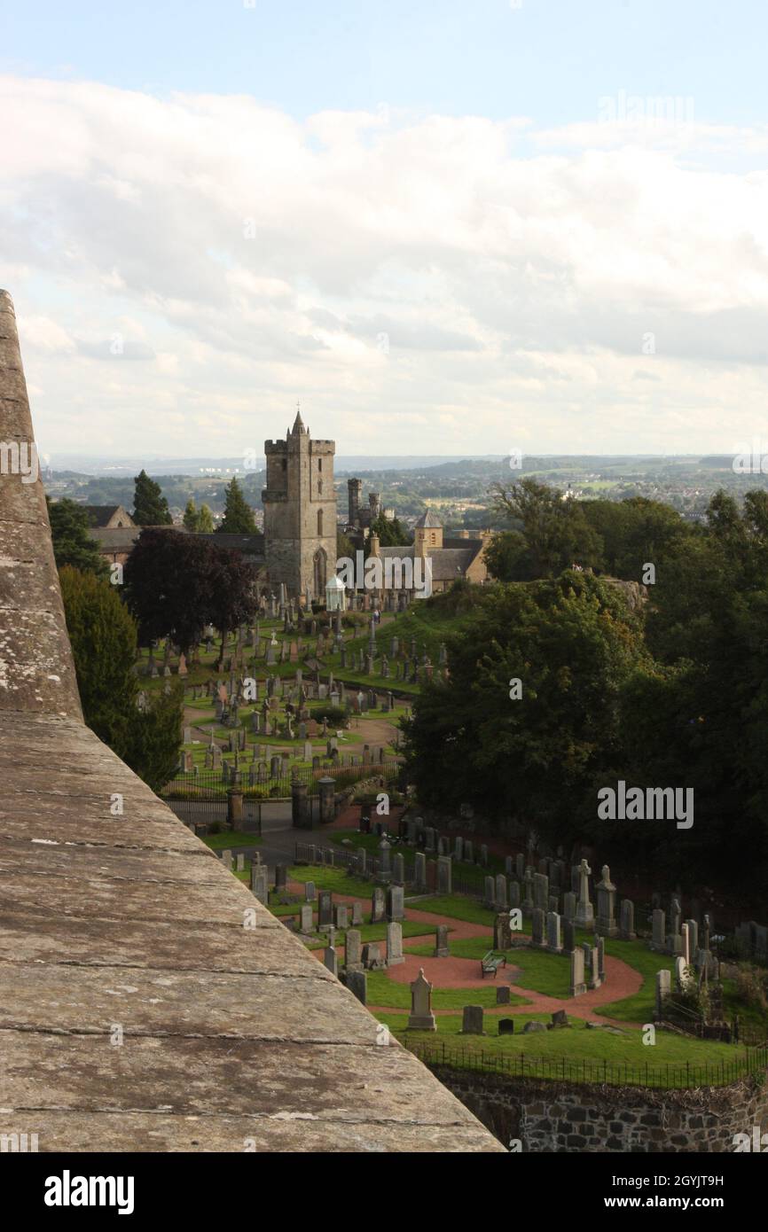 Church of the Holy Rude, and graveyard seen from Stirling Castle, Stirling, Scotland, UK Stock Photo