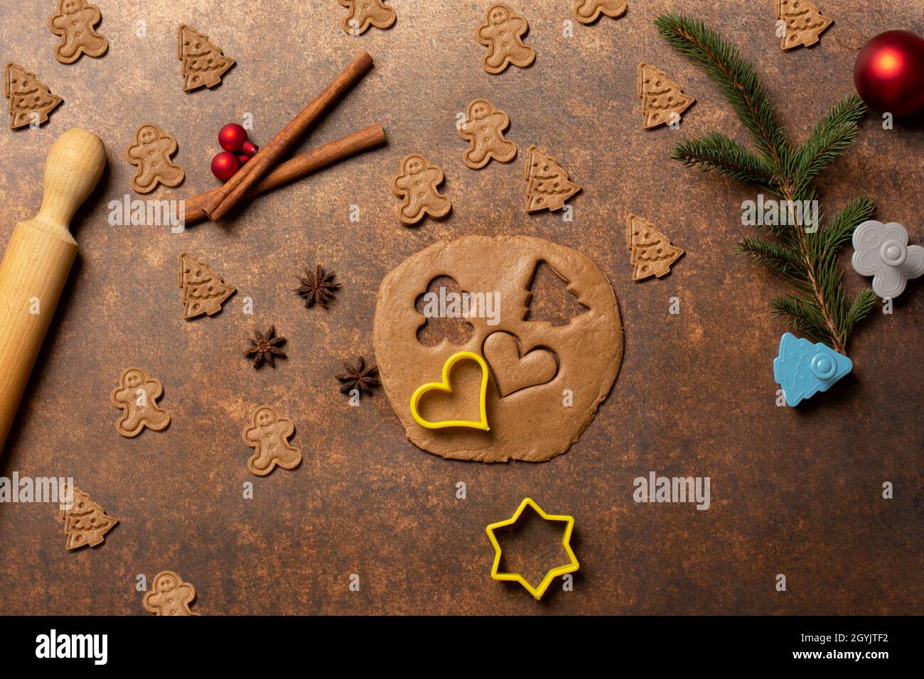 It is all full of joy, smiles, and excitement! Gingerbread cookies are fun to make! They are the essence of the holidays. Stock Photo