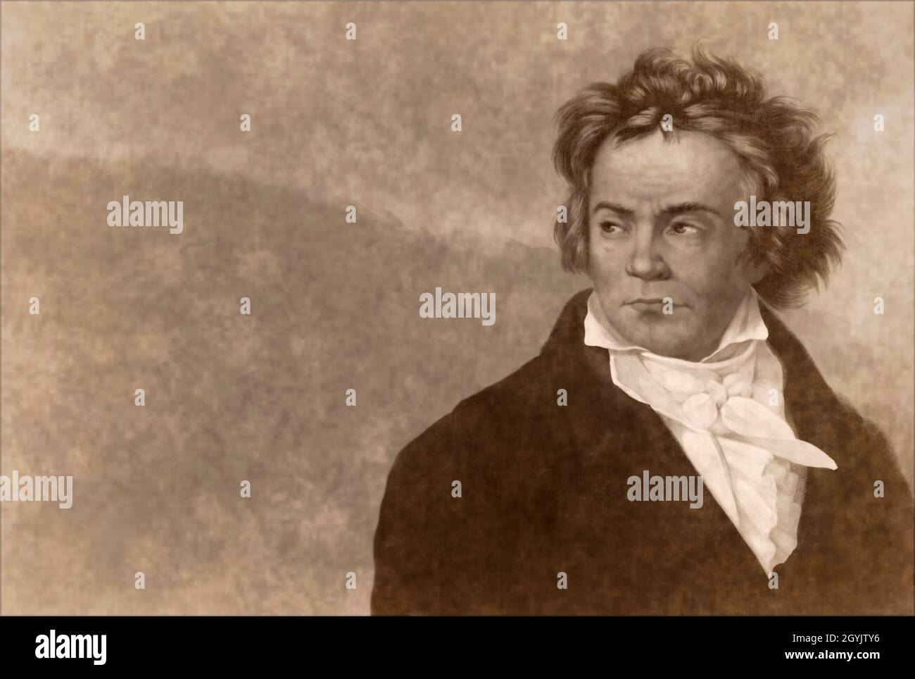 Ludwig van Beethoven, 1770 -1827, German composer, digitally altered