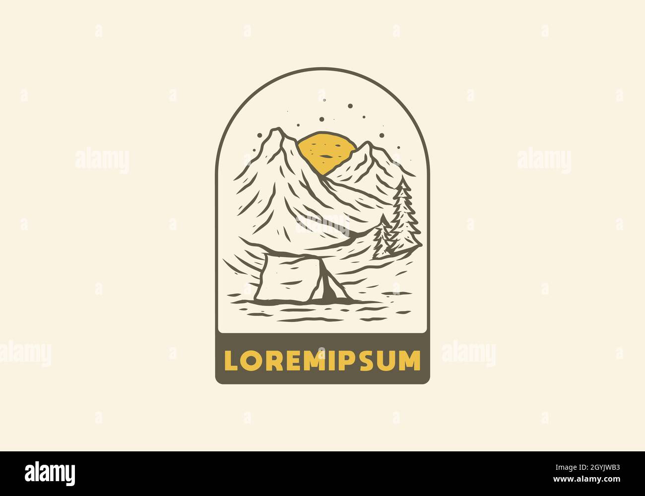 Line art illustration drawing of mountain camping design Stock Vector ...