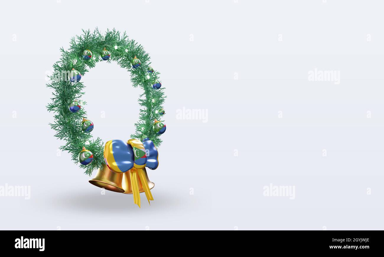 3d christmas wreath Comoros flag rendering left view Stock Photo - Alamy