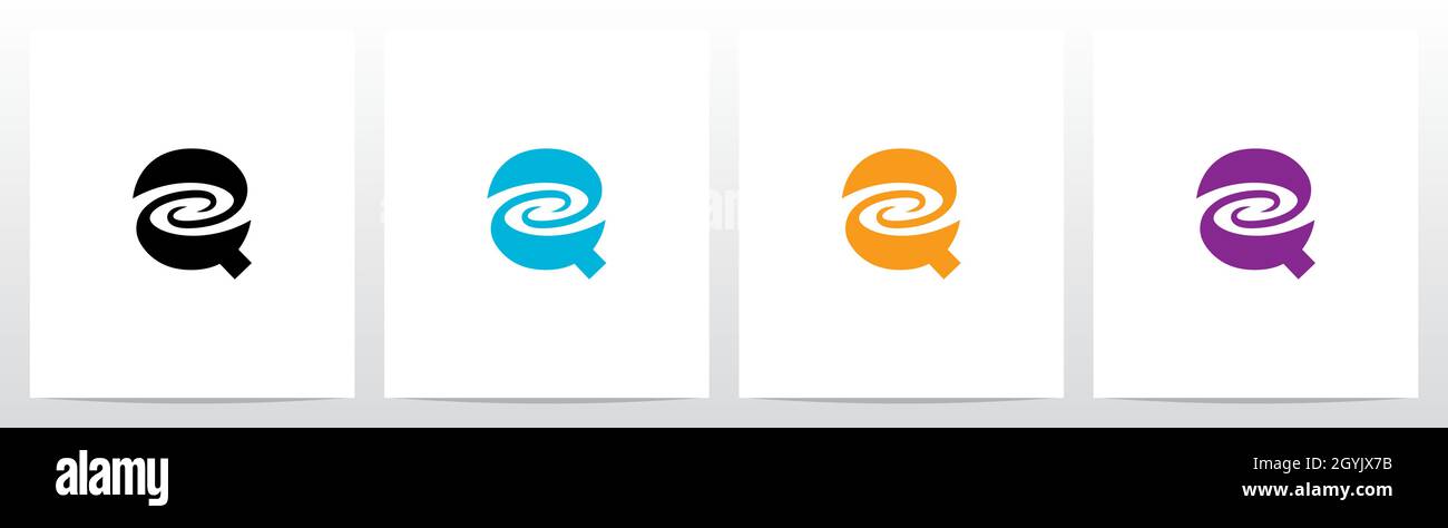 Swirl Vortex On Letter Logo Design Q Stock Vector