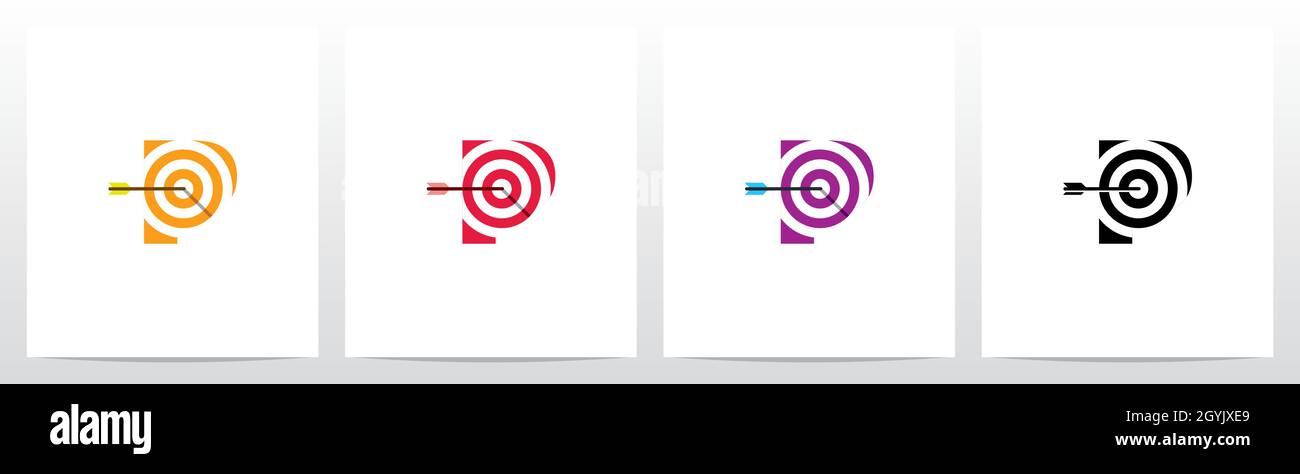 Arrow Target On Letter Logo Design P Stock Vector