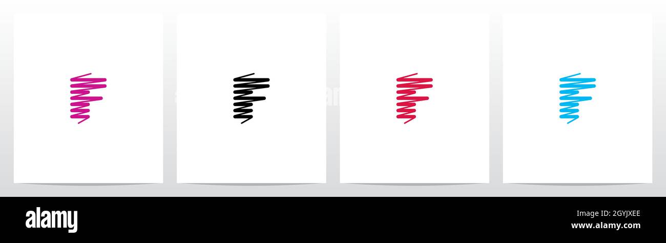 Scribble Forming Letter Logo Design F Stock Vector