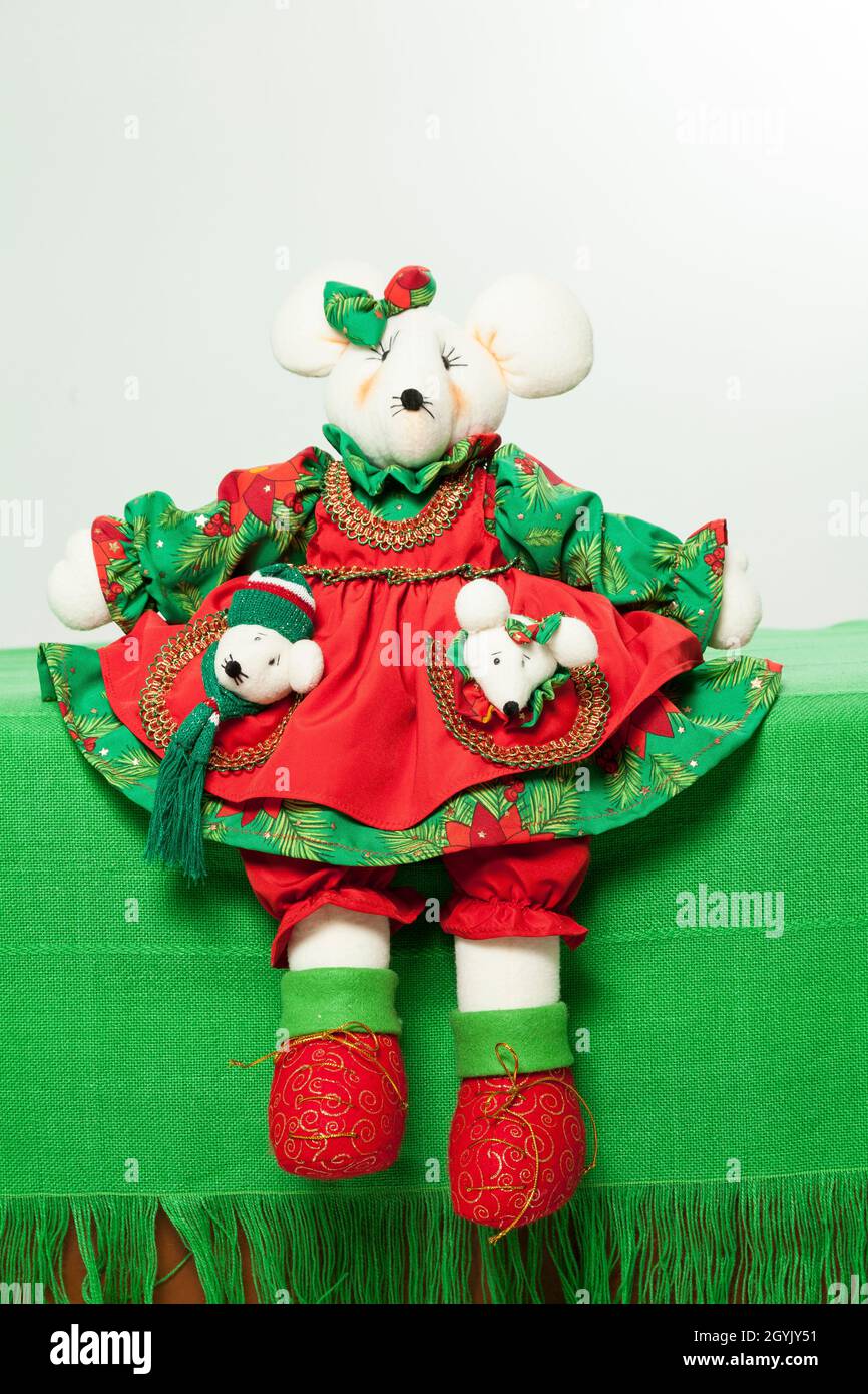 Christmas Decoration - Christmas Mice Of Plush Figure Stock Photo