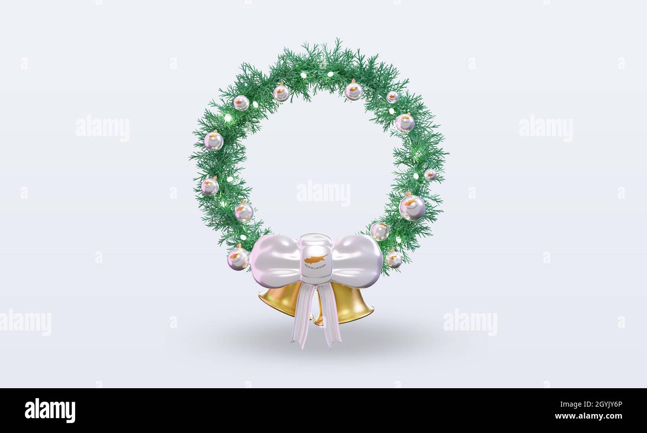 3d christmas wreath Cyprus flag rendering front view Stock Photo - Alamy