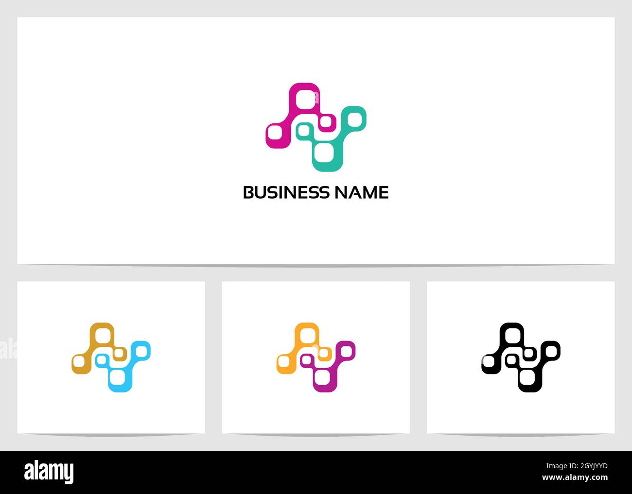 Rounded Cube Connected Logo Design Stock Vector