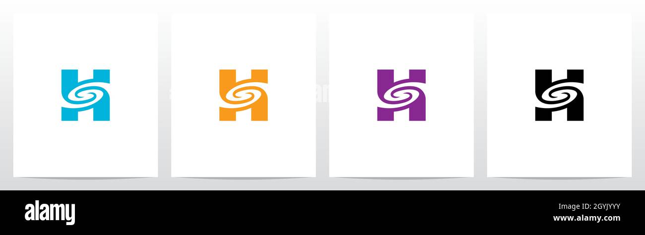 Swirl Vortex On Letter Logo Design H Stock Vector