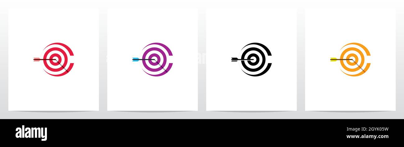 Arrow Target On Letter Logo Design C Stock Vector